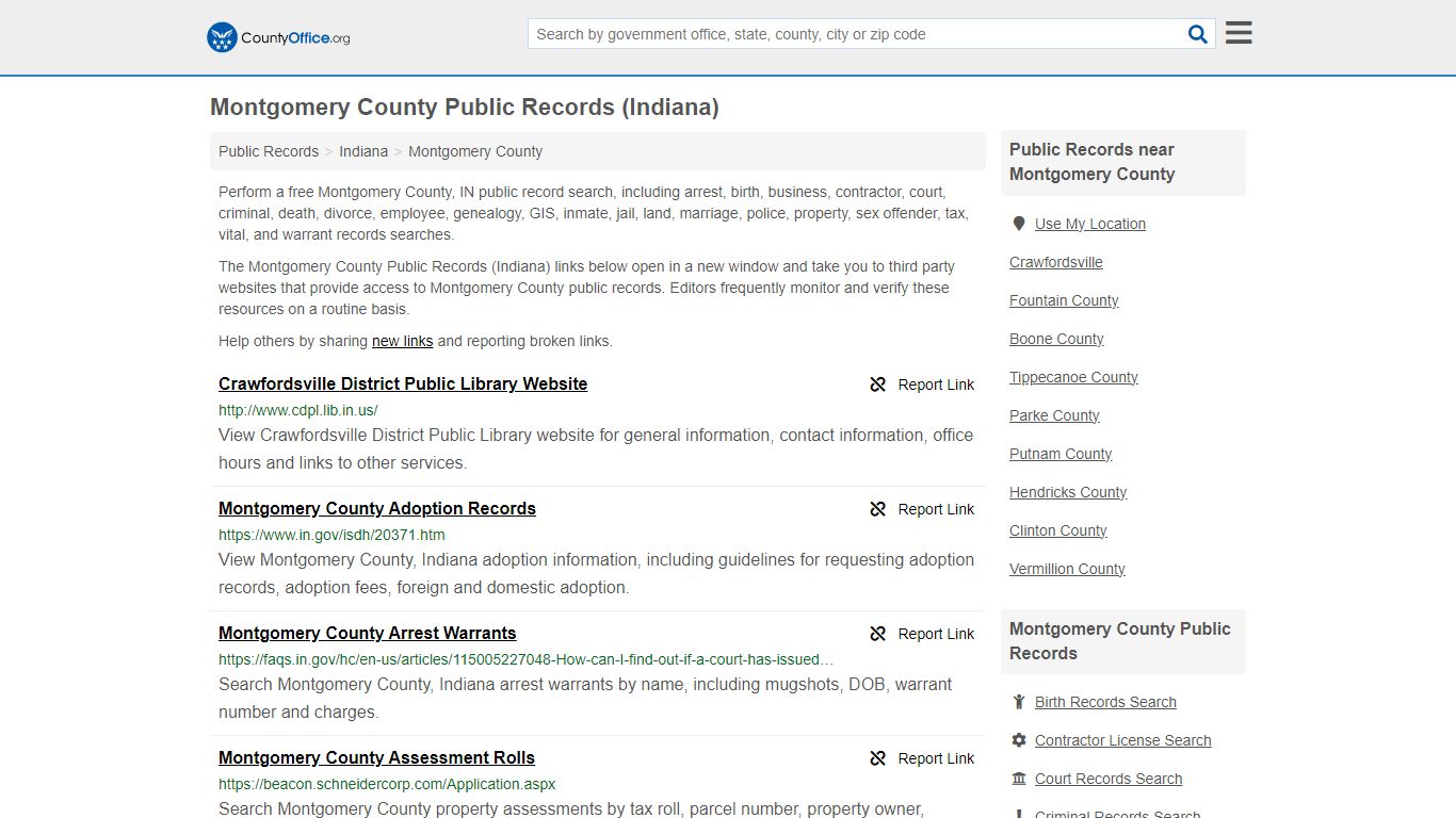 Montgomery County Public Records (Indiana) - County Office